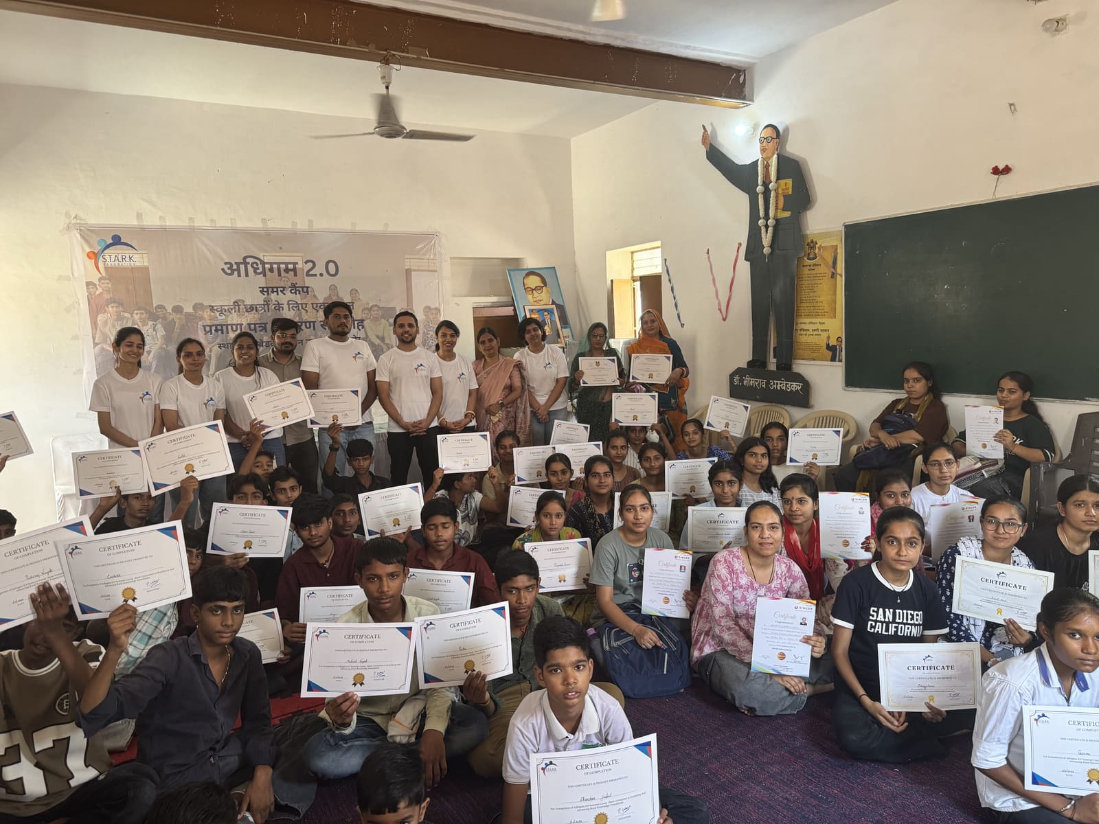 Adhigam 2.0: one-month free computer course for 35 govt school students in Udasar. All certified on completion. Most used a computer for the first time.